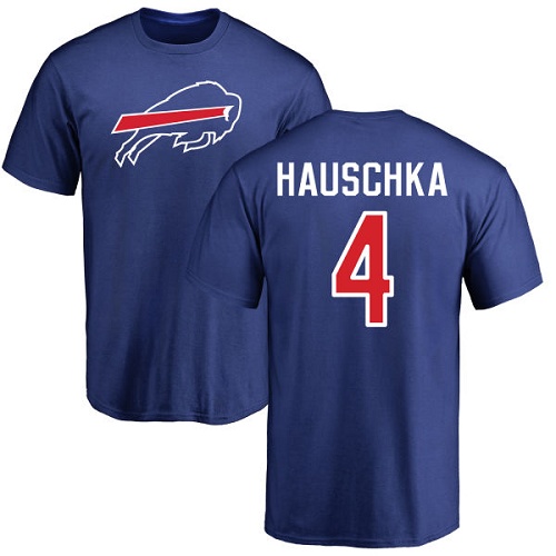 Men NFL Buffalo Bills #4 Stephen Hauschka Royal Blue Name and Number Logo T Shirt->women nfl jersey->Women Jersey